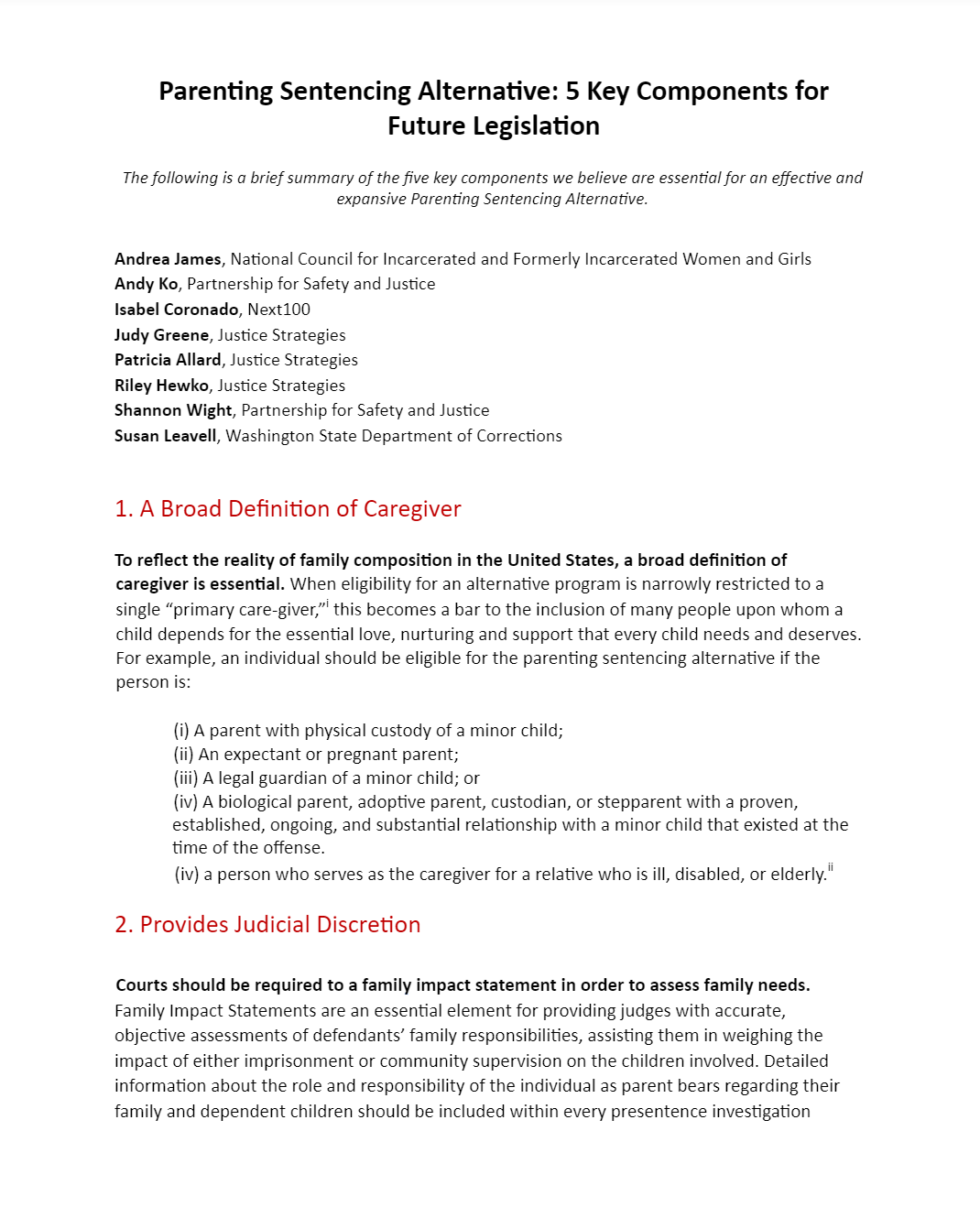 5 key components to future legislation in parent sentencing alternative PDF file